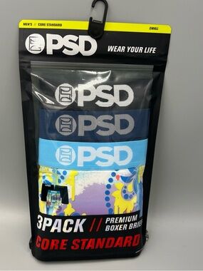 3 Pack! PSD 7" Inseam Graffiti Bandana Standard Premium Boxer Briefs, S, 28-30"